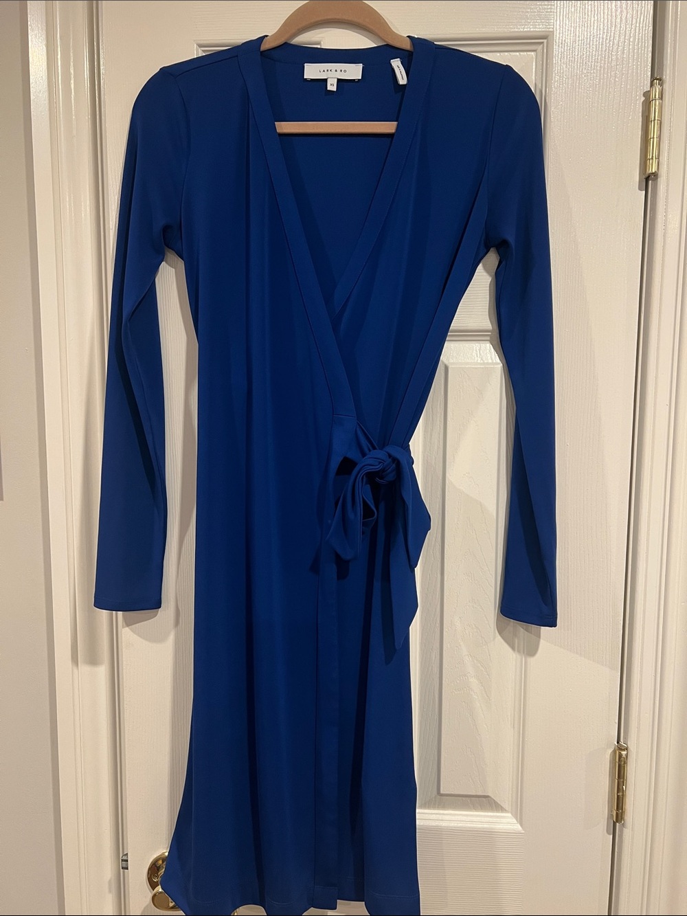 Lark & Ro Royal Blue Long Sleeve Wrap Dress XS